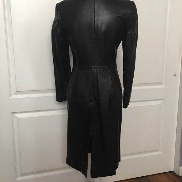 Vintage Sexy super soft lamb leather long coat removable fur collar size 2 - Picture 4 of 16